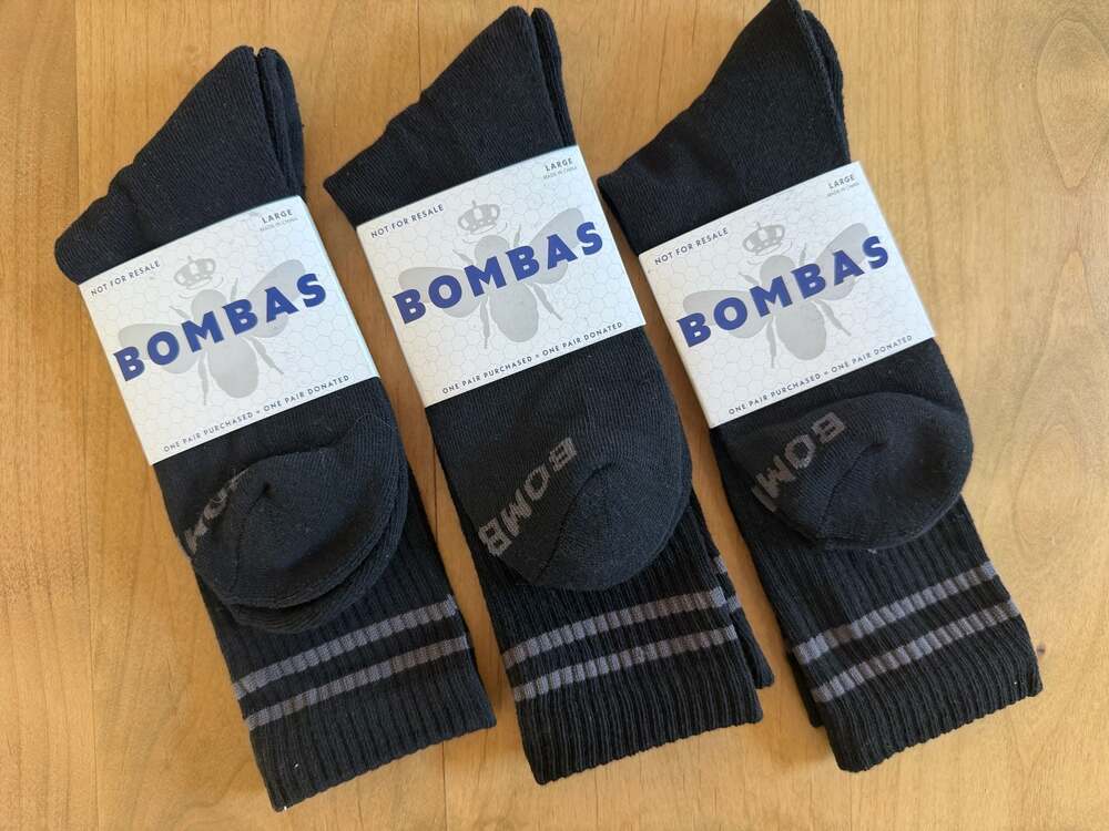 Bombas Socks Large Black Calf Crew Socks Pack of 3